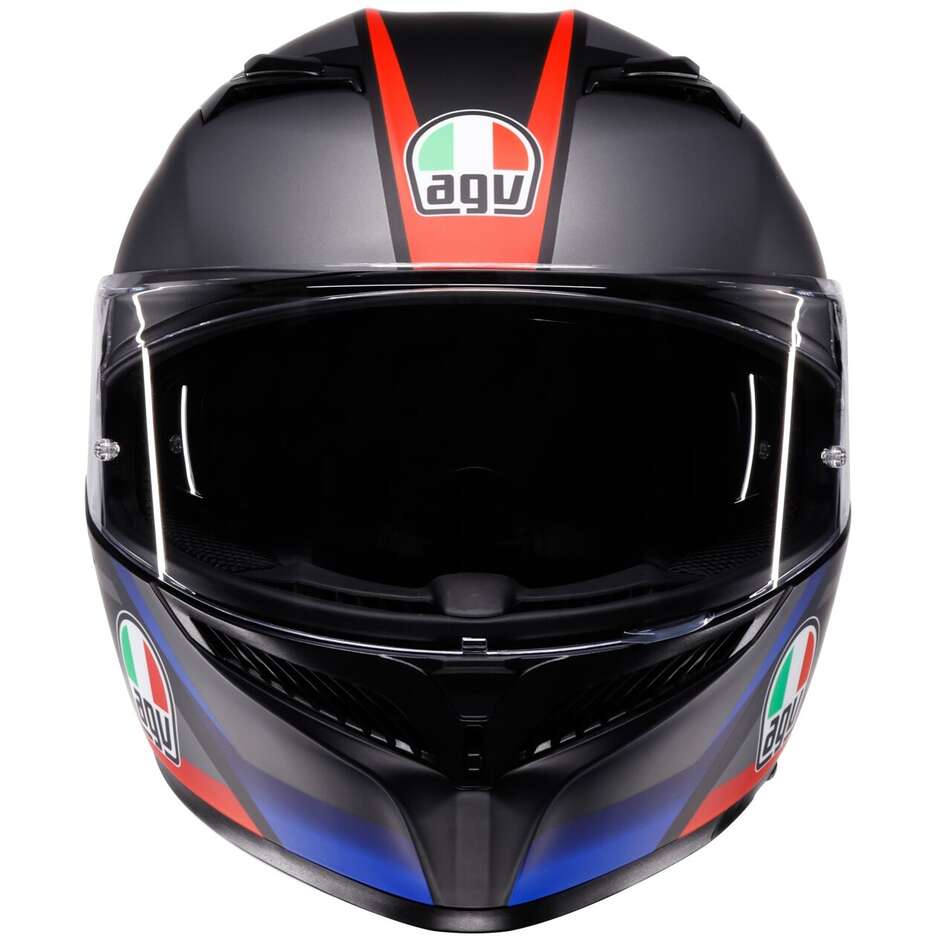 Casco Moto Integrale Agv K3 STRIGA Opaco Nero Blu Rosso