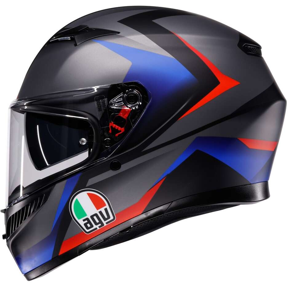 Casco Moto Integrale Agv K3 STRIGA Opaco Nero Blu Rosso