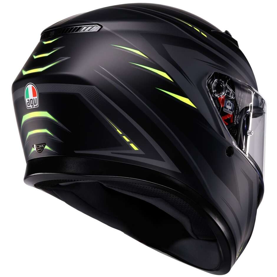 Casco Moto Integrale Agv K3 SYTH Opaco Nero Giallo Fluo