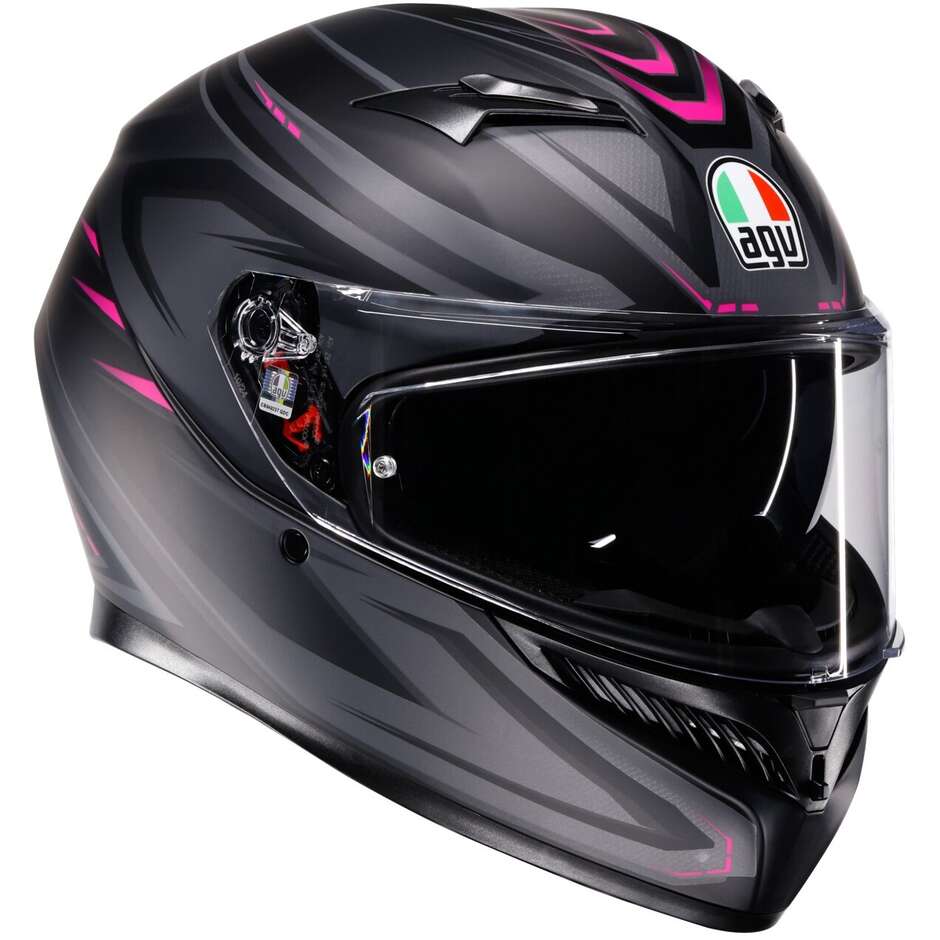 Casco Moto Integrale Agv K3 SYTH Opaco Nero Rosa