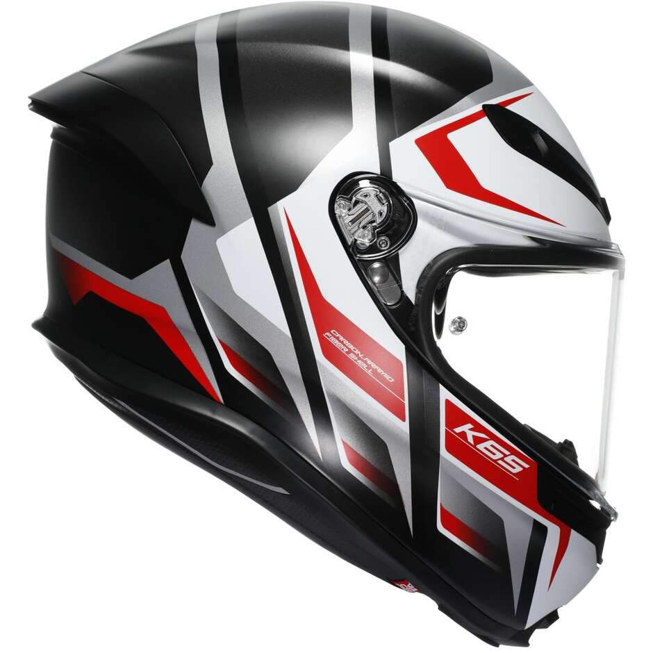 Casco Moto Integrale AGV K6 S KARVE Opaco Nero Bianco Rosso