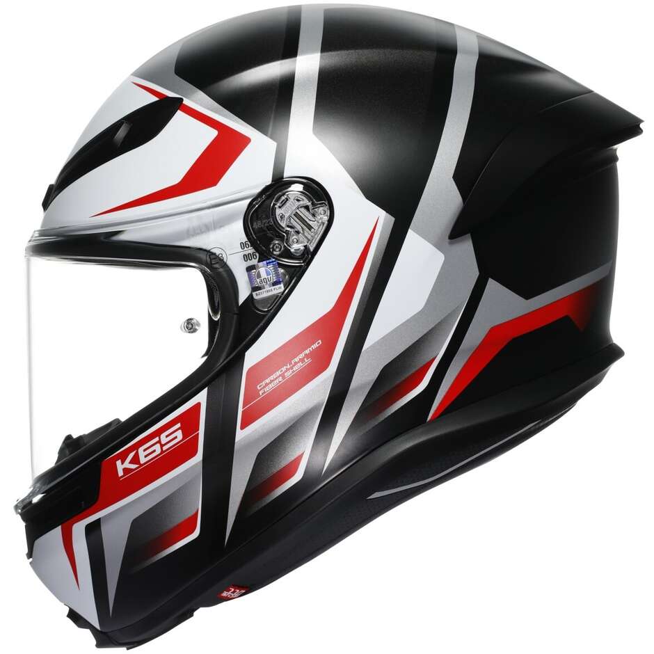 Casco Moto Integrale AGV K6 S KARVE Opaco Nero Bianco Rosso