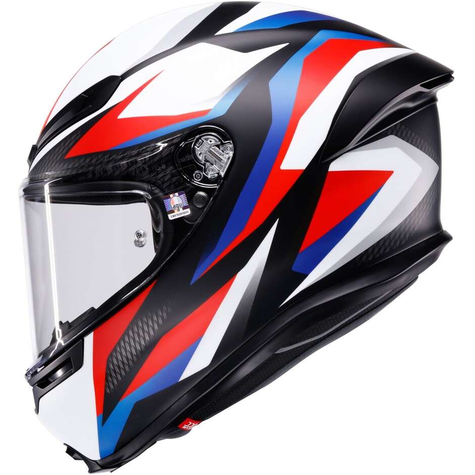 Casco Moto Integrale AGV K6 S TIMEWARP Opaco Nero Rosso Blu