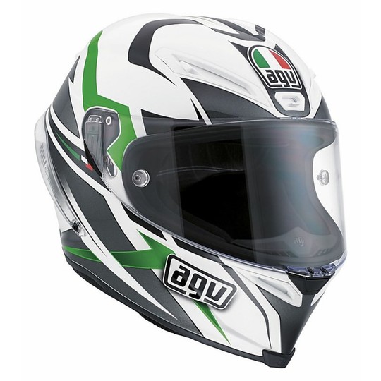 Casco moto Integrale Agv race Corsa Multi Velocity bianco-nero-verde