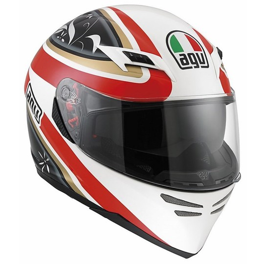 Casco Moto Integrale Agv Skyline Doppia Visiera Multi Multi Wings bianco-Nero-Rosso