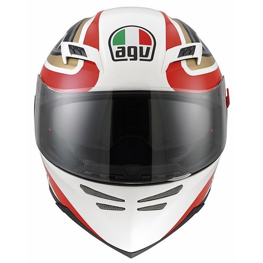 Casco Moto Integrale Agv Skyline Doppia Visiera Multi Multi Wings bianco-Nero-Rosso