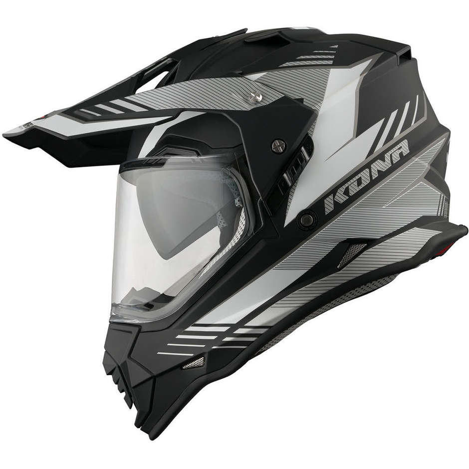 Casco Moto Integrale All Road Vemar Kona Explorer Bianco Opaco Grigio