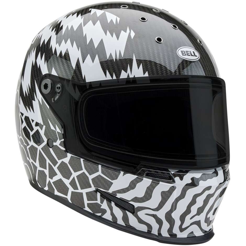 Casco Moto Integrale Bell ELIMINATOR CARBON 2025 DEATHSPRAY Nero Bianco