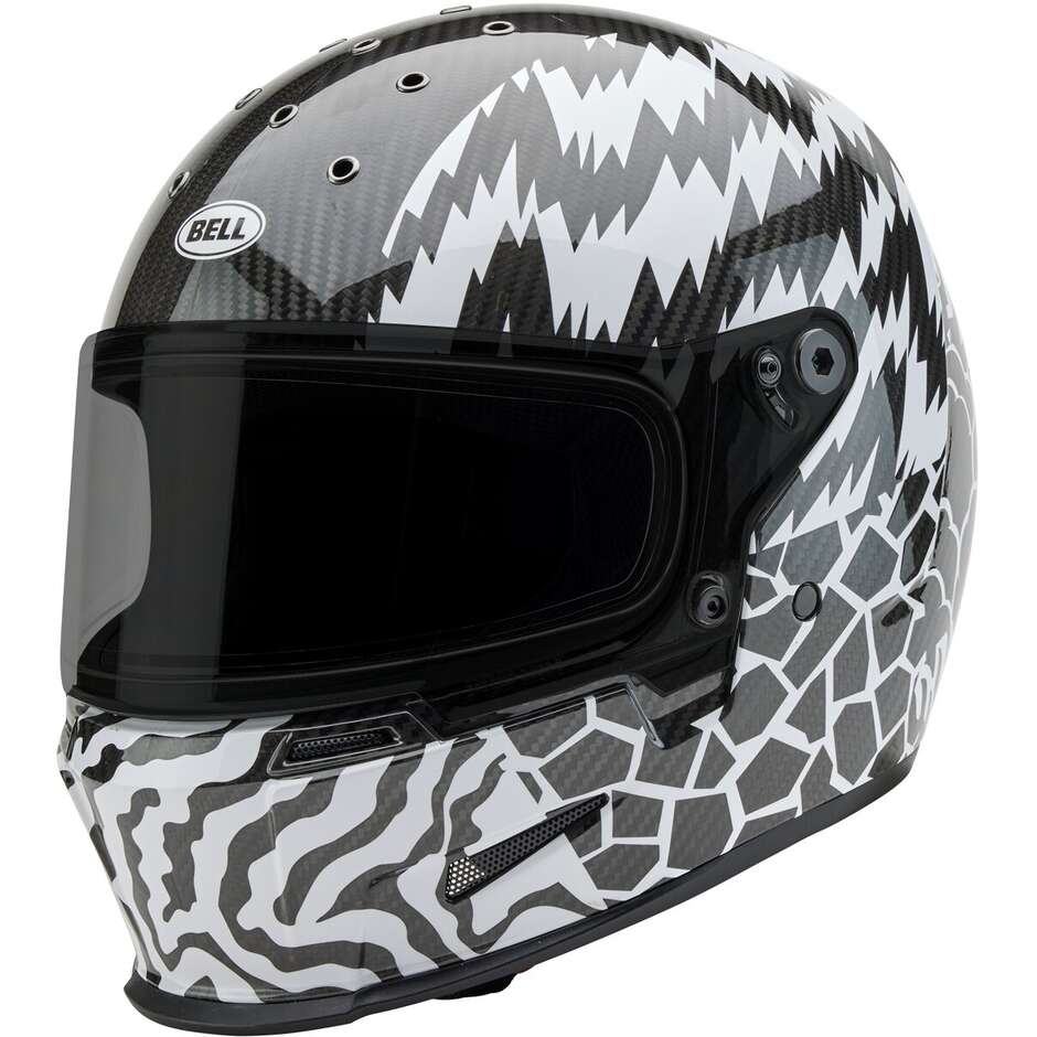 Casco Moto Integrale Bell ELIMINATOR CARBON 2025 DEATHSPRAY Nero Bianco