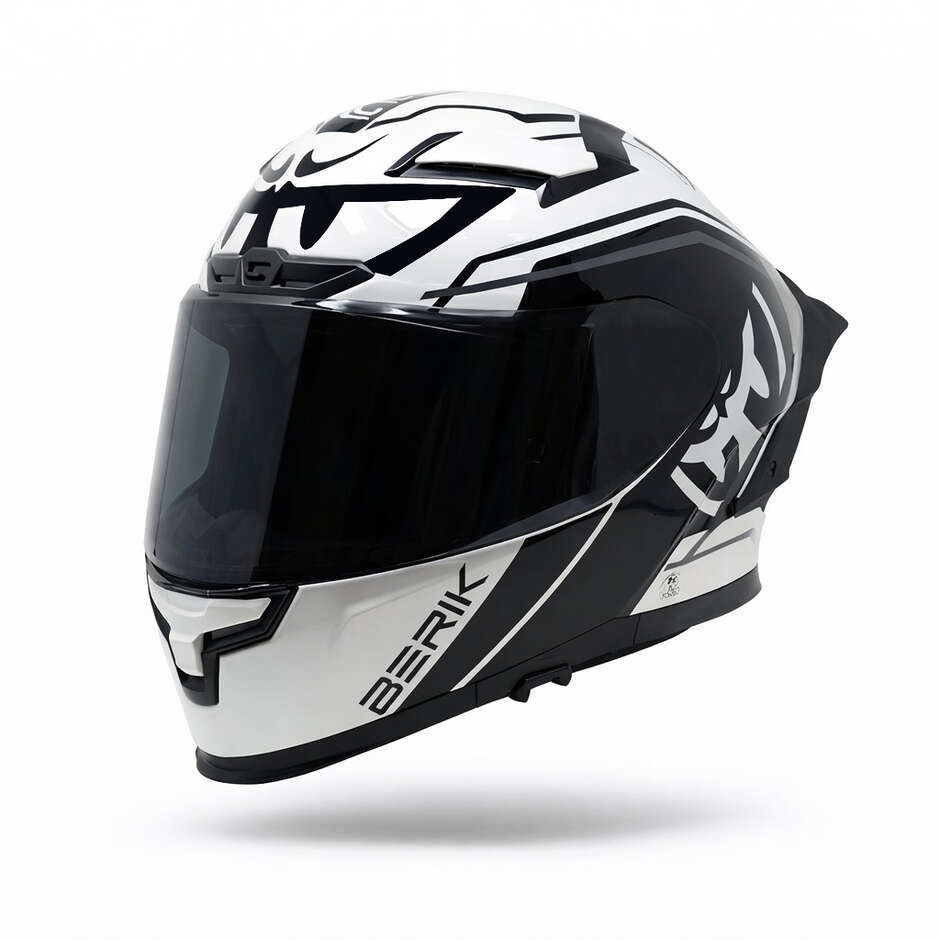 Casco Moto Integrale Berik Doppia Visiera FF871 Racing Nero Bianco