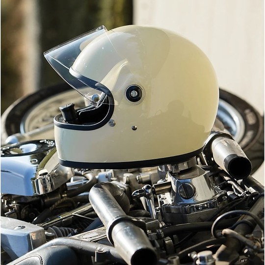 Casco Moto Integrale Biltwell Modello Gringo S Con Visiera Bianco Vintage