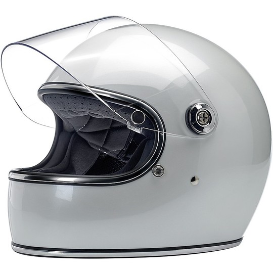 Casco Moto Integrale Biltwell Modello Gringo S Con Visiera Metallic Bianco Perla
