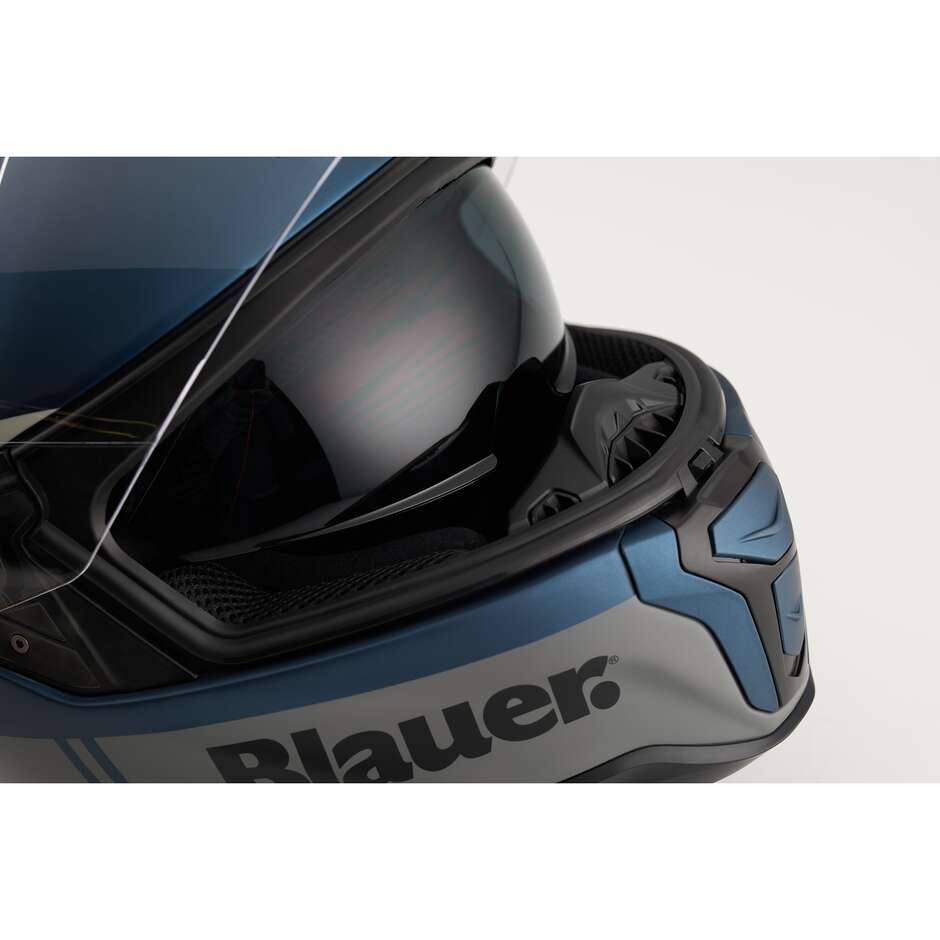 Casco Moto Integrale Blauer FF01 In Fibra Doppia Visiera H109 Blu Opaco