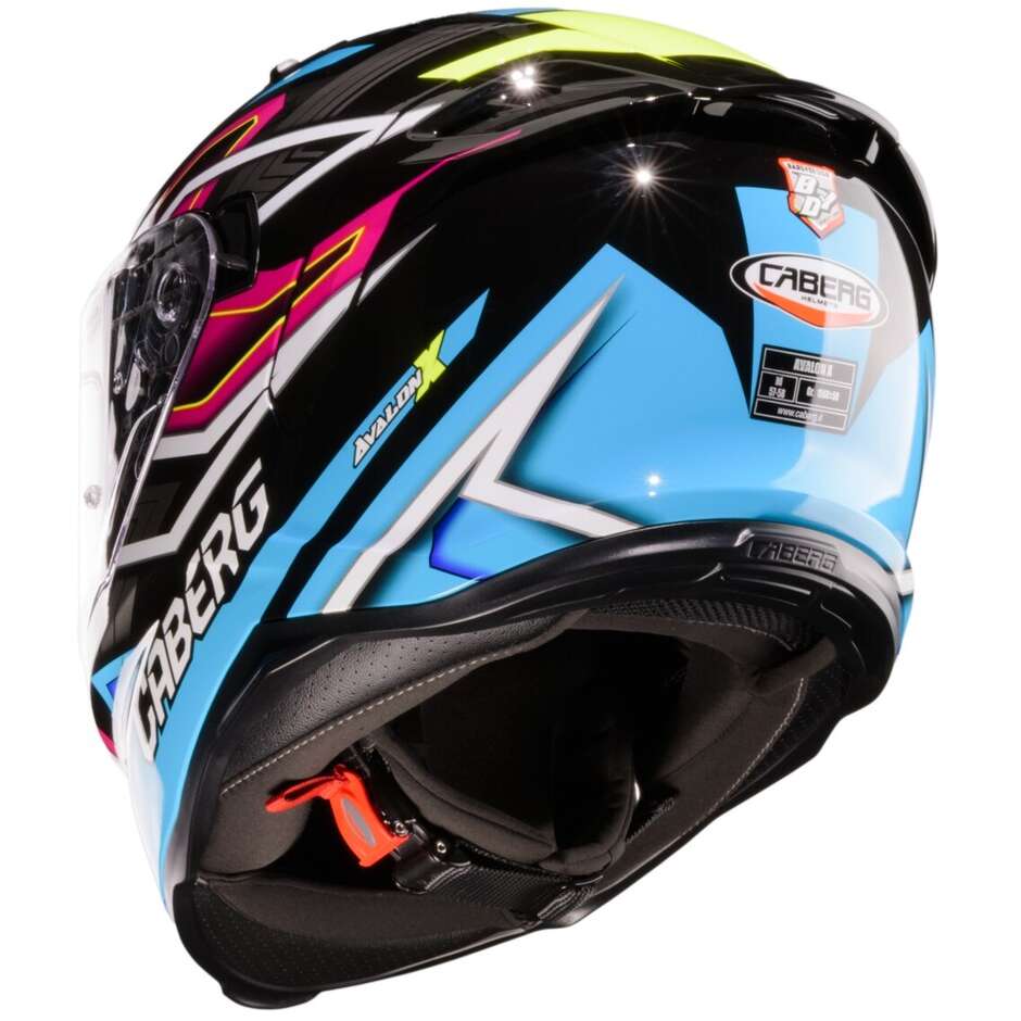 Casco Moto Integrale Caberg AVALON X BRAMA Nero Azzurro Giallo Fluo Fucsia