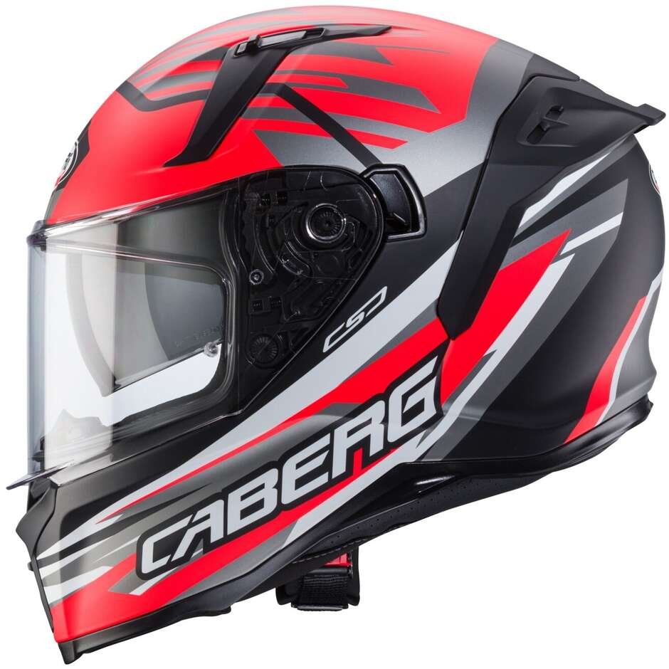 Casco Moto Integrale Caberg AVALON X KIRA Nero Opaco   Grigio   Rosso Fluo