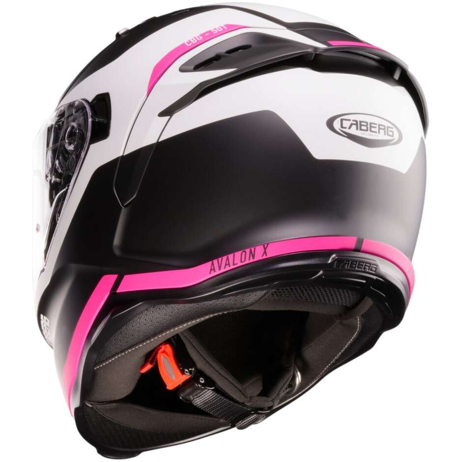 Casco Moto Integrale Caberg AVALON X PURE Nero Opaco Bianco Fucsia