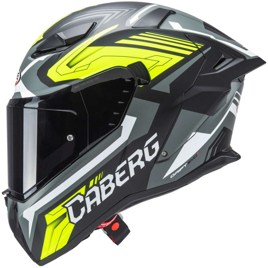 Casco Moto Integrale Caberg DRIFT EVO 2 JARAMA Nero Grigio Giallo Opaco