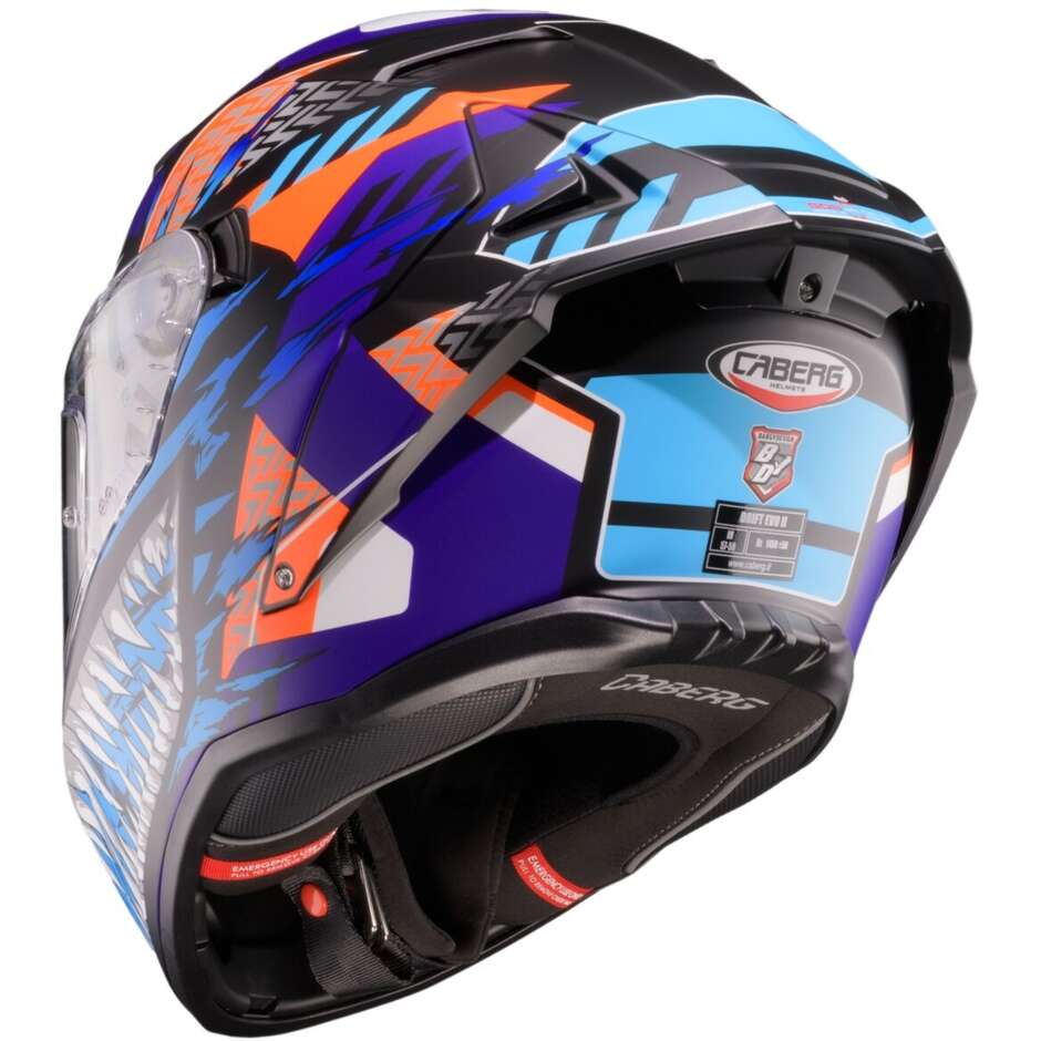 Casco Moto Integrale Caberg DRIFT EVO 2 NOBO Nero Opaco Rosso Fluo Blu Viola Fluo