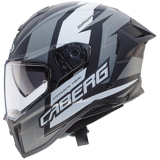 Casco Moto Integrale Caberg DRIFT EVO Speedster Nero Opaco Antracite Bianco