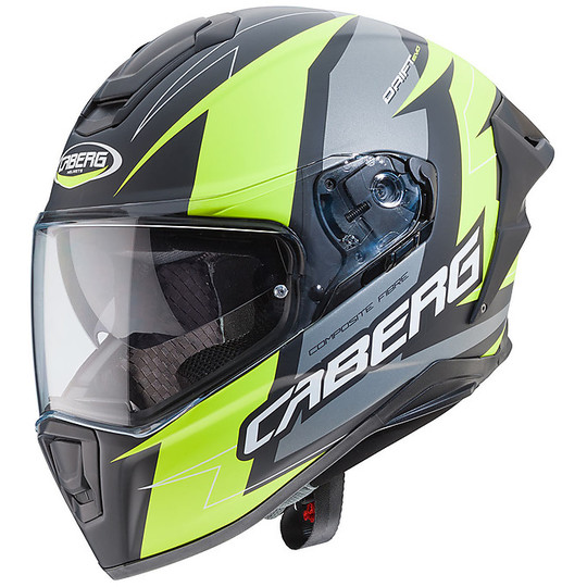 Casco Moto Integrale Caberg DRIFT EVO Speedster Nero Opaco Antracite Giallo Fluo