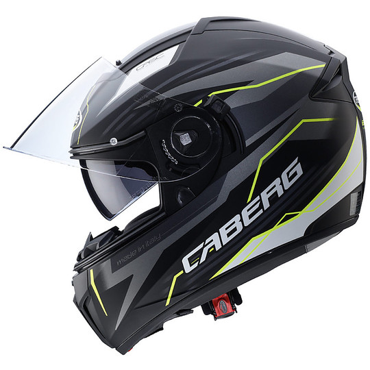 Casco Moto Integrale Caberg EGO Quartz Nero Opaco Antracite Giallo FLuo