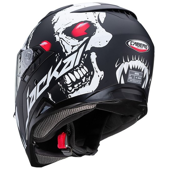 Casco Moto Integrale Caberg JACKAL DARKSIDE Nero Opaco Bianco Rosso Fluo