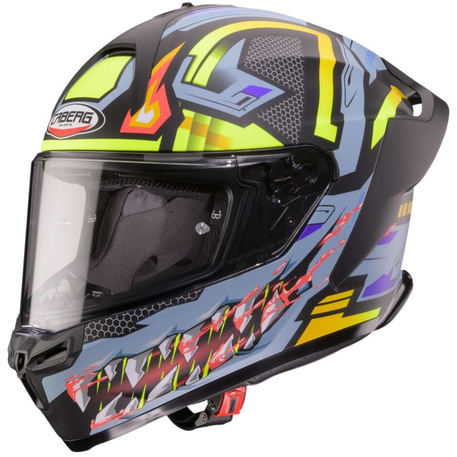 Casco Moto Integrale Caberg ROXTER HUNTER Nero Opaco Grigio Giallo Fluo