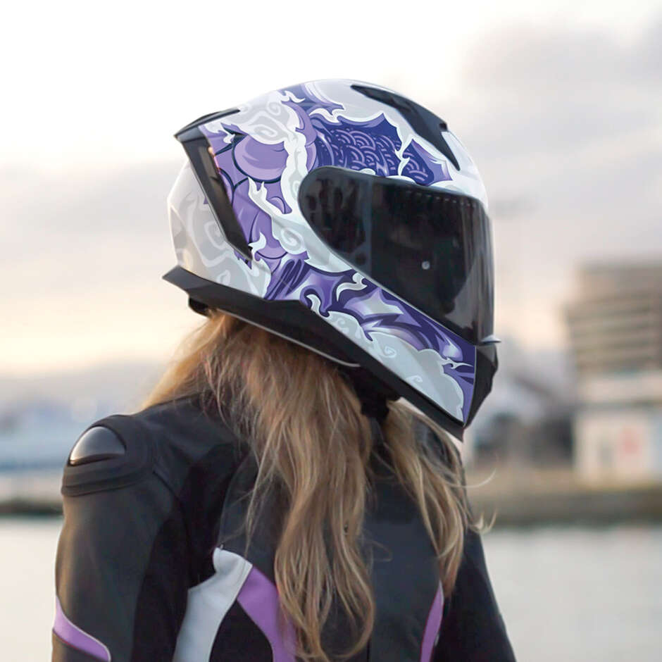 Casco Moto Integrale CGM 311F BLAST CLOUD Bianco Viola opaco