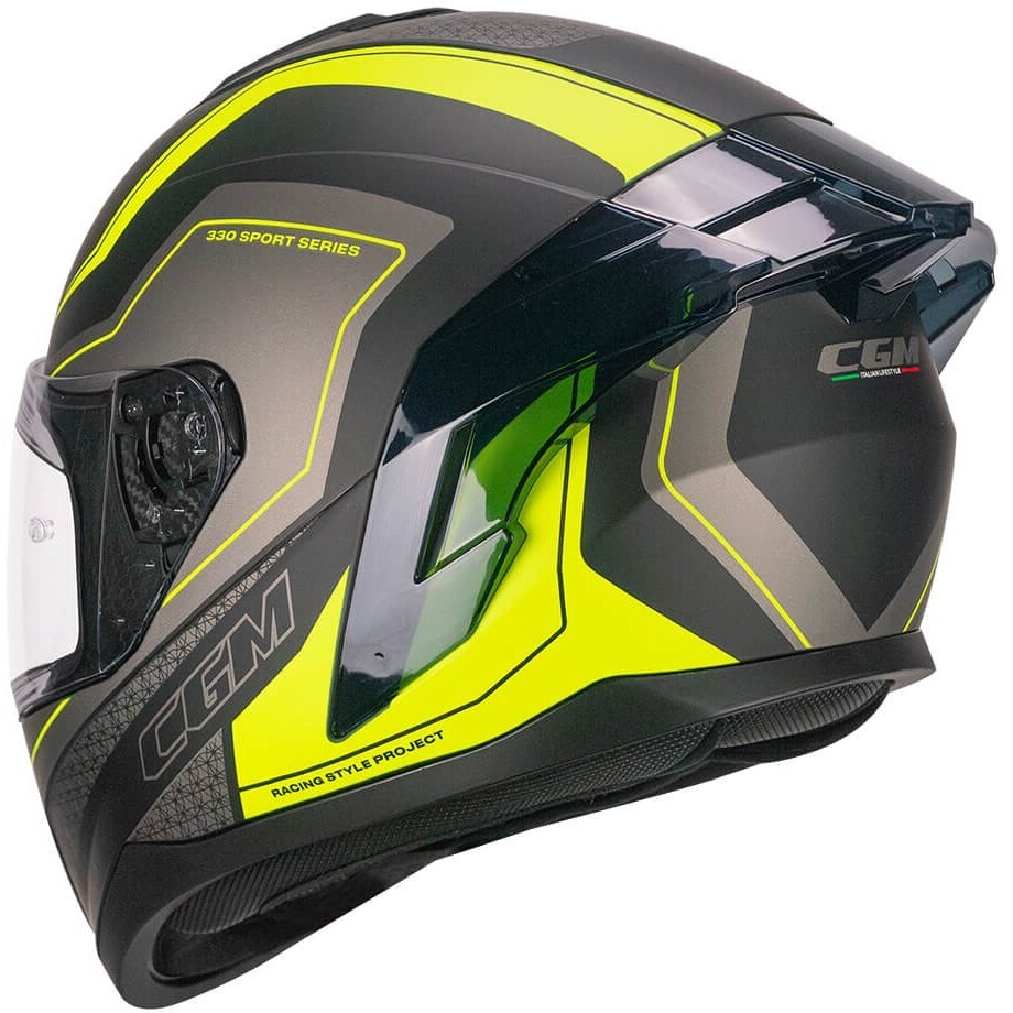 Casco Moto Integrale CGM  330G RIOT SPORT Nero Giallo fluo opaco