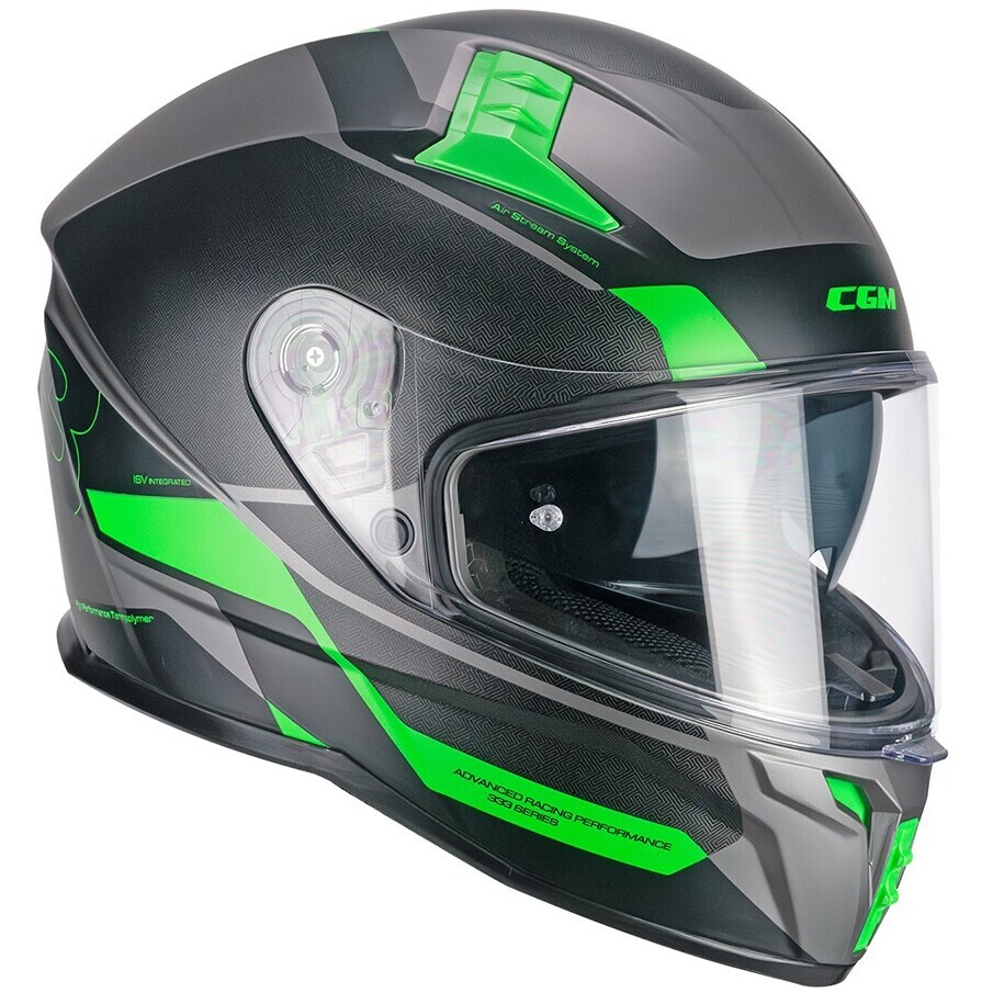 Casco Moto Integrale CGM  333G ONYX SPORT Grigio Verde fluo opaco