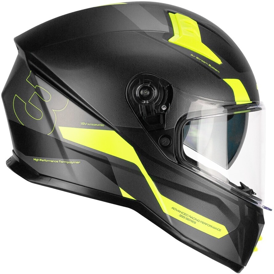 Casco Moto Integrale 333G ONYX SPORT Nero Giallo fluo op taglia L