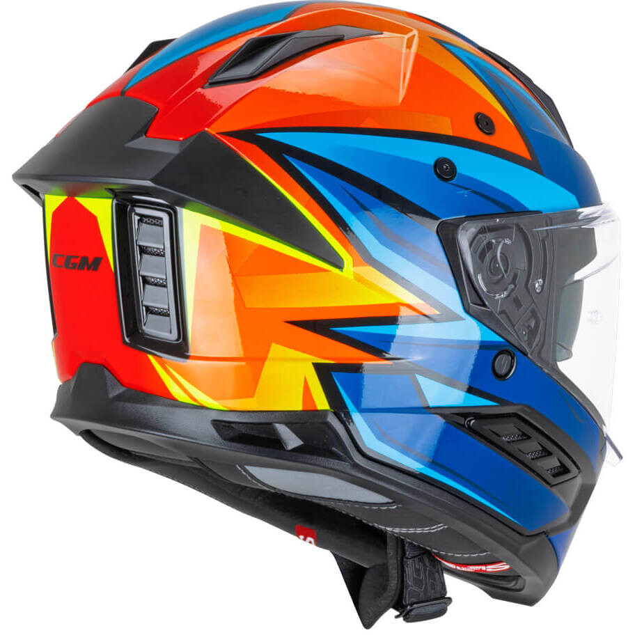 Casco Moto Integrale CGM 366X DUAL BEAT Blu Arancione Giallo fluo