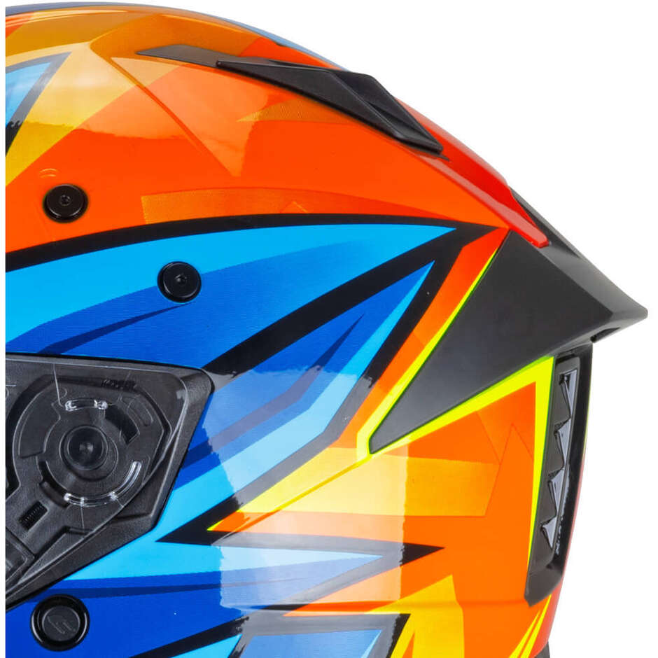 Casco Moto Integrale CGM 366X DUAL BEAT Blu Arancione Giallo fluo