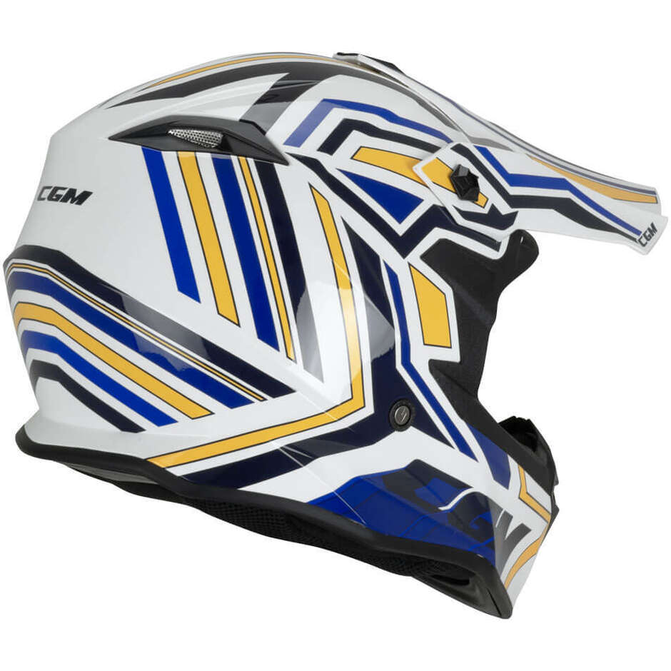 Casco Moto Integrale CGM 367G MUD-X FURY Bianco Blu Giallo