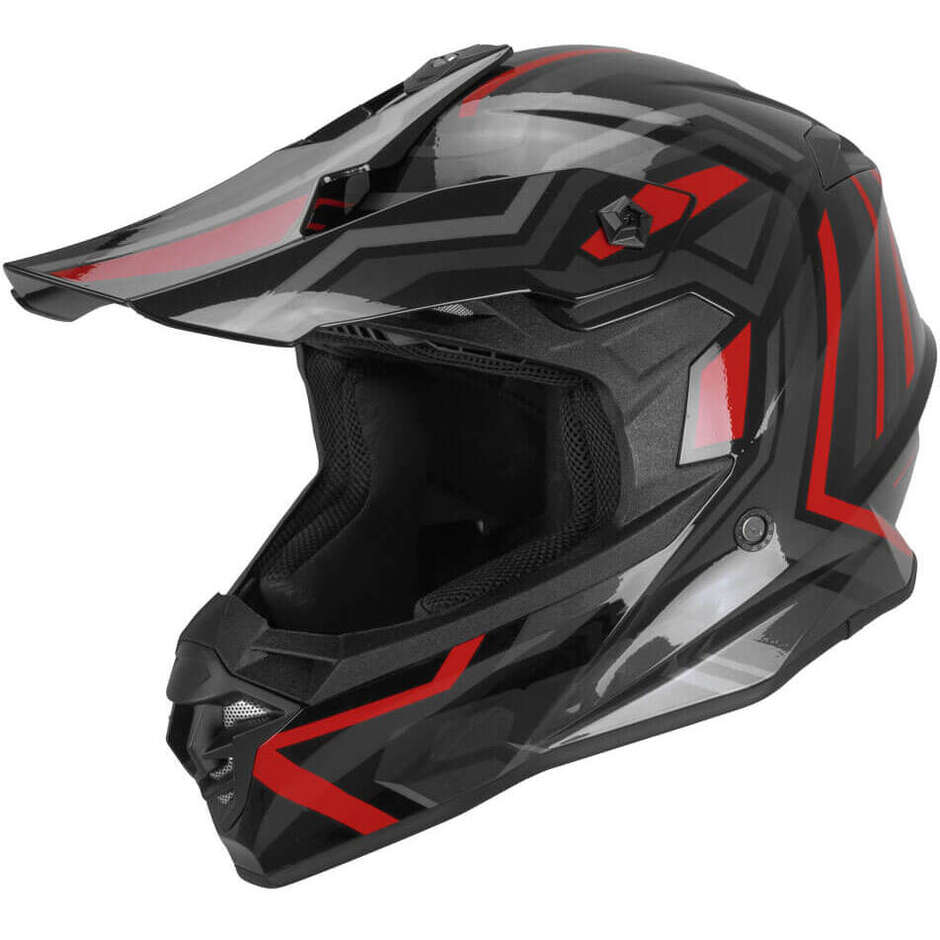 Casco Moto Integrale CGM 367G MUD-X FURY Nero Grigio Rosso