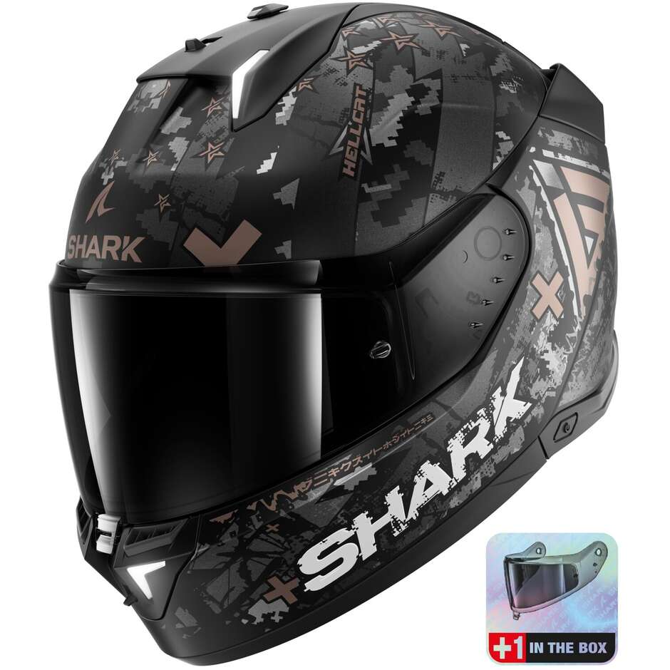 Casco Moto Integrale Con Led SKWAL i3 HELLCAT Mat Nero taglia S