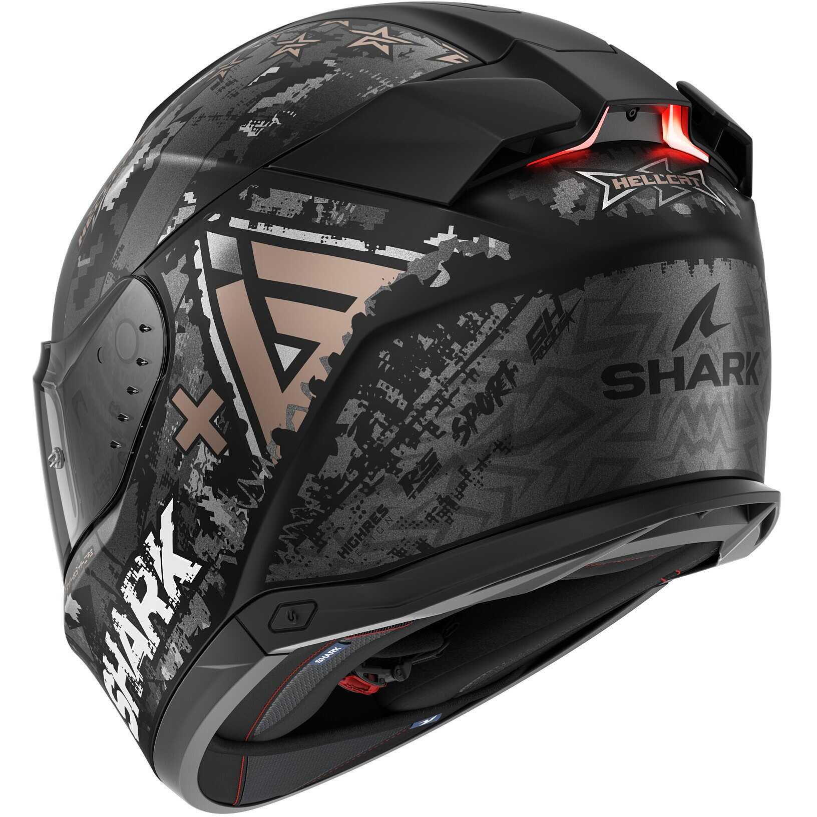 Casco Moto Integrale Con Led Shark SKWAL i3 HELLCAT Mat Nero Cromo  Antracite Vendita Online 