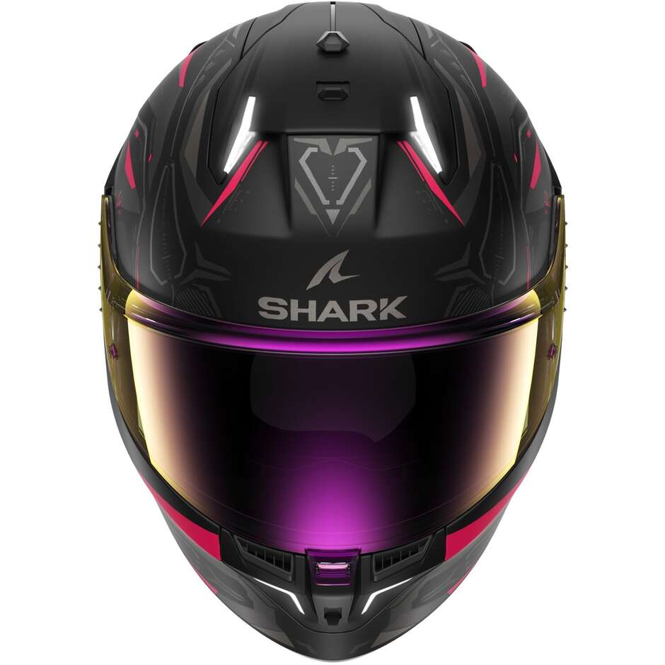 Casco Moto Integrale Con Led Shark SKWAL i3 LINIK MAT Nero Viola Antracite