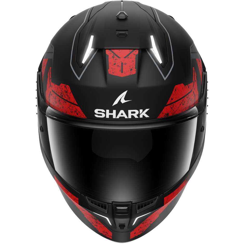 Casco Moto Integrale Con Led Shark SKWAL i3 RHAD MAT Nero Cromo Rosso