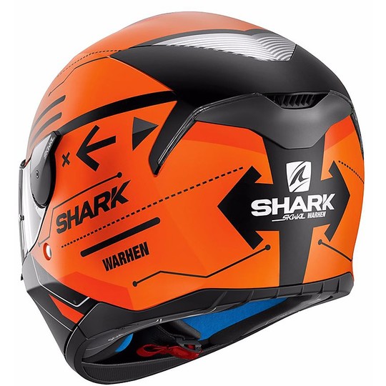 Casco Moto Integrale Con LED Shark SKWAL WARHEN Mat Arancio Nero