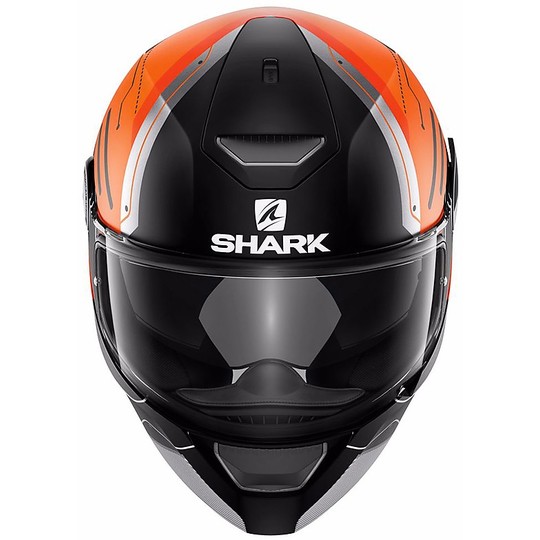 Casco Moto Integrale Con LED Shark SKWAL WARHEN Mat Arancio Nero