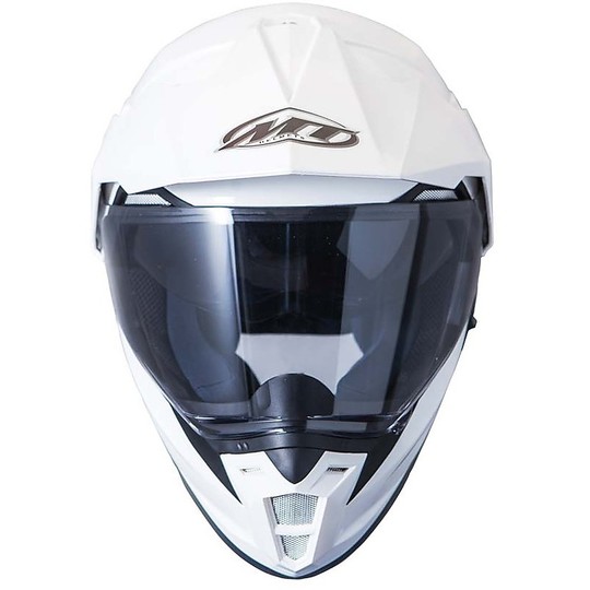 Casco Moto Integrale Cross Enduro MT Helmets Synchrony DuoSport SV Solid Bianco Lucido