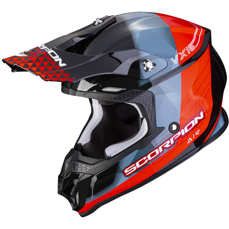 Casco Moto Integrale Cross Enduro Scorpion VX 16 EVO AIR GEM Nero Rosso