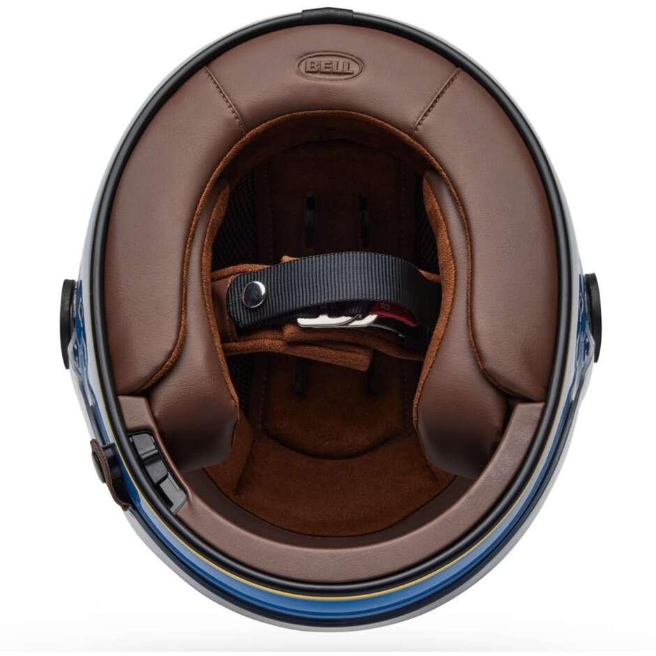 Casco Moto Integrale Custom Bell BULLITT GT Blu Vintage