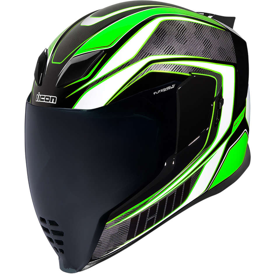 Casco Moto Integrale Doppia Visiera Icon AIRFLITE Raceflit Green