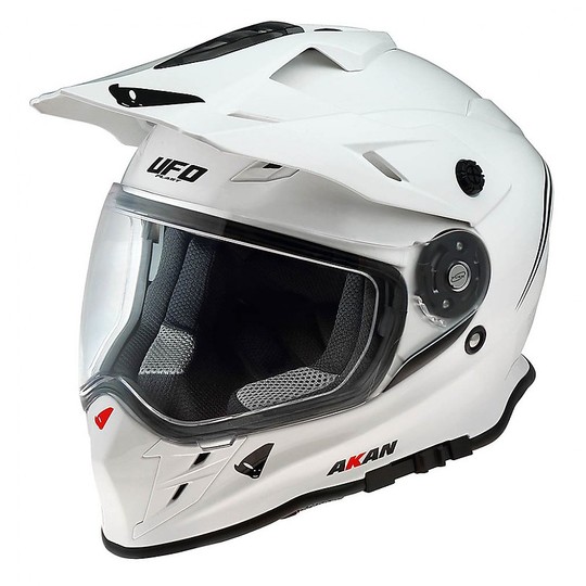 Casco Moto Integrale Enduro Adventure Ufo AKAN Bianco