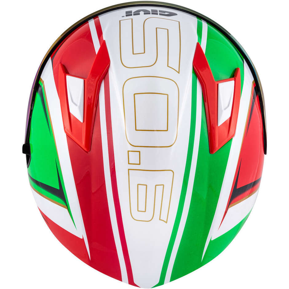 Casco Moto Integrale Givi 50.6 Stoccarda Blades Bianco Rosso Verde Doppia Visiera 