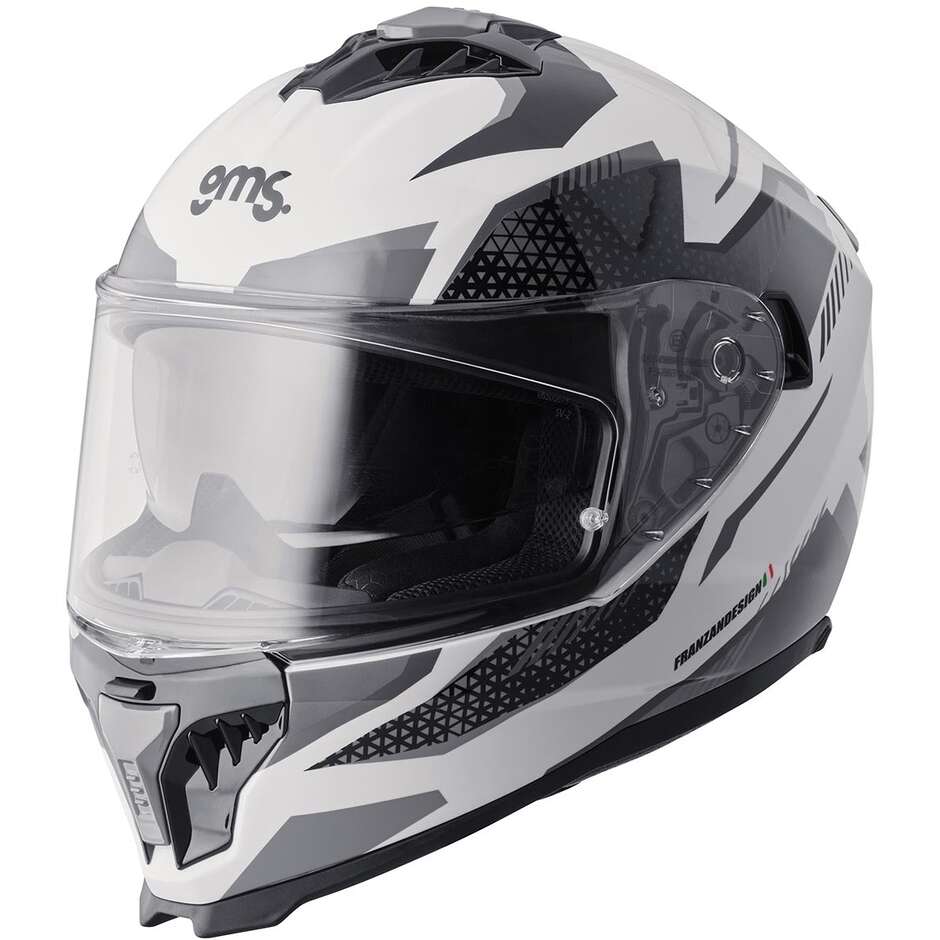 Casco Moto Integrale Gelero bianco grigio grigio scuro taglia S