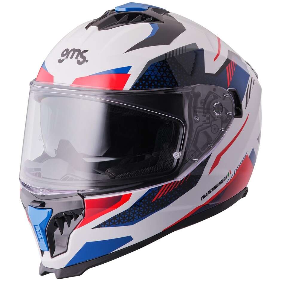Casco Moto Integrale Gelero bianco rosso blu taglia XL