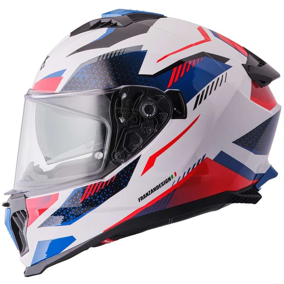 Casco Moto Integrale GMS Gelero bianco rosso blu